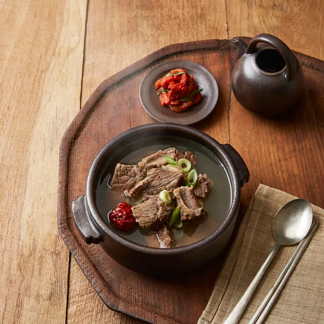 갈비찜 뚝배기 탑뷰 사진