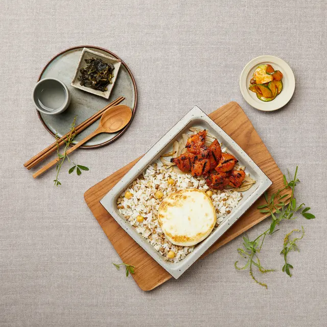 도시락 탑뷰 푸드 사진